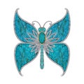 Butterfly jewelry design set with turquoise and diamond.