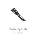 Butterfly knife icon vector. Trendy flat butterfly knife icon from law and justice collection isolated on white background. Vector Royalty Free Stock Photo