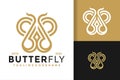 Butterfly line art logo design vector symbol icon illustration Royalty Free Stock Photo