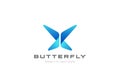Butterfly Logo abstract geometric design vector template. Letter X Logotype icon Digital Technology style Royalty Free Stock Photo