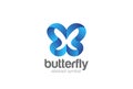 Butterfly Logo abstract ribbon design vector templ