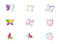 Butterfly logo beauty spa lifestyle care relax abstract wings set of symbol icon design vector Royalty Free Stock Photo