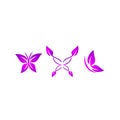 Butterfly, logo, beauty, spa, relax, yoga, lifestyle, abstract butterflies set of symbol icon vector design Royalty Free Stock Photo