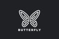 Butterfly Logo Elegant Beauty Fashion Luxury Jewelry Design Vector template Linear Outline. Cosmetics Brand Logotype concept icon