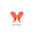 Butterfly logo emblem design template. Vector beauty icon. Spa salon, cosmetics brand, jewelry or accessories concept
