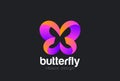Butterfly Logo geometric abstract ribbon design ve