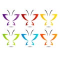 Butterfly logo in rainbow colors Royalty Free Stock Photo