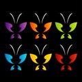 Butterfly logo in rainbow colors Royalty Free Stock Photo