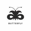 Butterfly logo type icon vector black Royalty Free Stock Photo