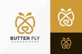 Butterfly and Love Logo Design  Minimalist Logos Designs Vector Illustration Template Royalty Free Stock Photo