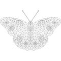 Butterfly in low-poly style with black lines on a white background. Symmetrical crystal illustration insect geometry triangle sty