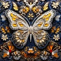 butterfly Made of complex metal parts, Generative AI Royalty Free Stock Photo