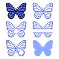 Butterfly monogram. Vector insect silhouette. Template for laser, paper cutting