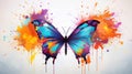 Butterfly nature insect design beauty summer abstract background watercolor art spring background Royalty Free Stock Photo