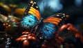 Butterfly in nature, vibrant colors, beauty in natural elegance generated by AI