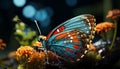 Butterfly in nature, vibrant colors, beauty in natural elegance generated by AI