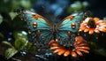 Butterfly in nature, vibrant colors, flying, beauty in natural elegance generated by AI