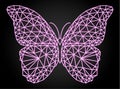 Butterfly with neon vector effect, low poly design