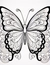 Butterfly with ornament on white background. Hand drawn illustration Royalty Free Stock Photo