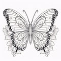 Butterfly with ornament on a white background. Vector illustration Royalty Free Stock Photo