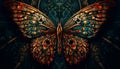 The butterfly ornate wings showcase a vibrant floral pattern generated by AI