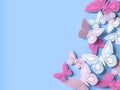 Butterfly paper cutout background. 3d rendering Royalty Free Stock Photo