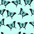 Vector seamless pattern green butterfly, natural pattern, fauna pattern, great for textile, background, wallpaper
