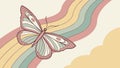 Butterfly with Patterned Wings on Wavy Background, vector design Generative AI Royalty Free Stock Photo