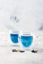 Butterfly pea flower blue tea. Healthy detox herbal drink.