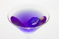 Butterfly pea flower juice in cocktail glass that is qualify as an antioxidant with clipping path