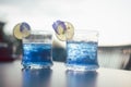 Butterfly pea flower juice with lemon slice Royalty Free Stock Photo