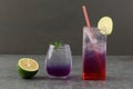 Butterfly Pea Soda with Lemon and Water Melon Juice Royalty Free Stock Photo