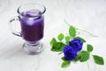 Butterfly pea tea with ice Royalty Free Stock Photo