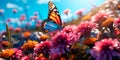 butterfly perched on a cluster of vibrant wildflowers, symbolizing the beauty of nature.