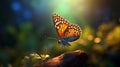 Photorealistic Painting Of A Butterfly Perched On A Finger