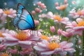 Butterfly perched on a flower in the garden generative ai