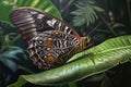 a butterfly perched on a leaf. Generative Ai Royalty Free Stock Photo