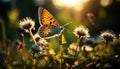 Butterfly pollination brings vibrant colors to nature generated by AI Royalty Free Stock Photo