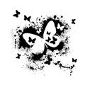 Butterfly print from paint blots. monochrome butterflies. Vector illustration