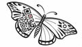 Butterfly with QR code pattern, technology and nature combination vector design Generative AI Royalty Free Stock Photo