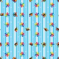 Butterfly rainbow flower vertical horizontal seamless pattern Royalty Free Stock Photo