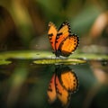 Butterfly Reflections: Serene Water Surface Royalty Free Stock Photo