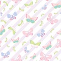 Butterfly repeat pattern background, seamless colorful spring pattern Royalty Free Stock Photo