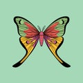 Butterfly Retro 70s 60s Groovy Hippie vector illustration.