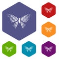 Butterfly with rhombus on wings icon, simple style