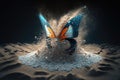 Butterfly rising from the sand in an explosion 15