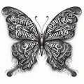 Butterfly Script N Words evolving into butterflies their wings p
