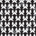 Butterfly Seamless Pattern - Black and White on Grunge Background