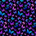 Butterfly seamless pattern. Colorful butterflies on a black background. Vector.
