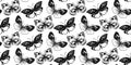 Butterfly Seamless Pattern. Decorative Fly Insect Background. Black and White Botanical Texture Royalty Free Stock Photo